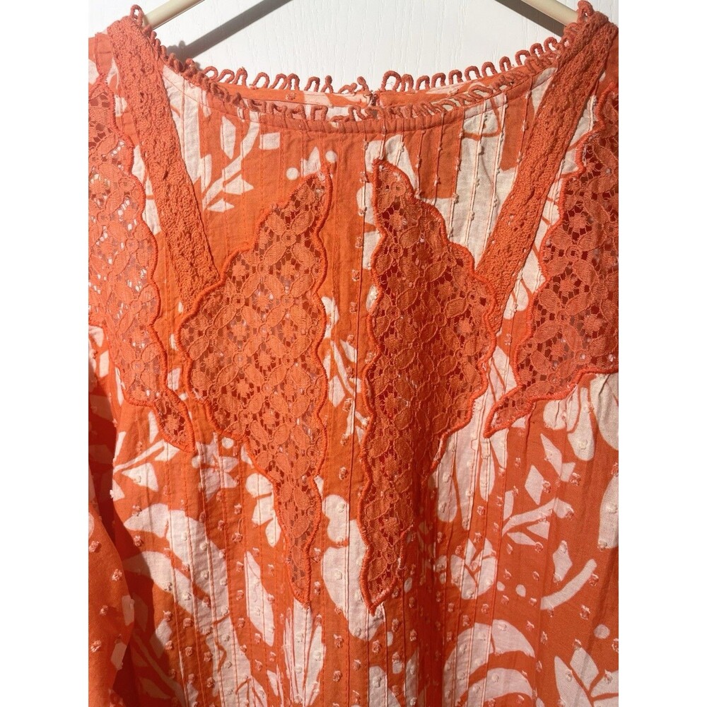 FARM RIO Orange Neon Jungle Blouse Size Large - Picture 5 of 12